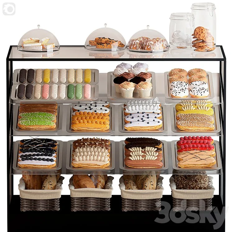 Showcase with confectionery. corona